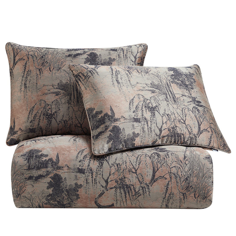 Rose Gold Queen Cotton Jacquard Duvet Cover Set