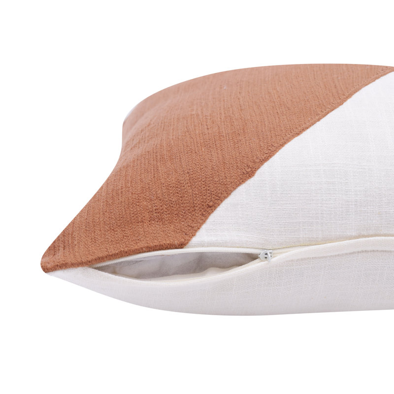 20" x 20" White and Brown Cotton Geometric Throw Pillow Set