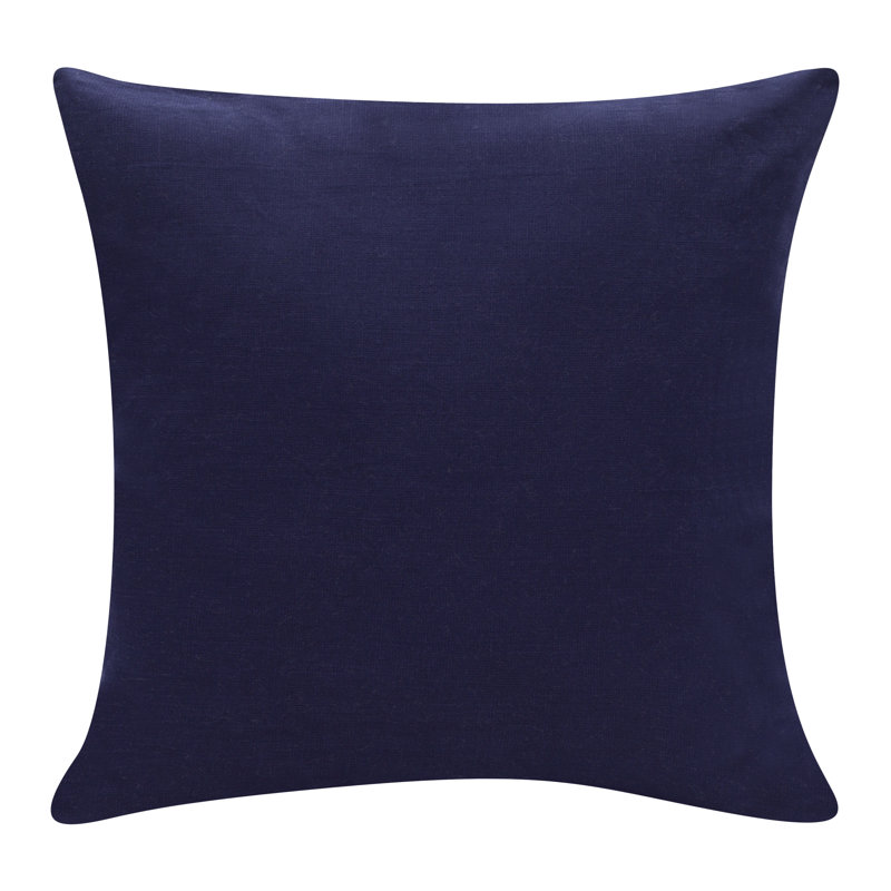 Blue and Multicolor Cotton Embroidered Square Throw Pillow