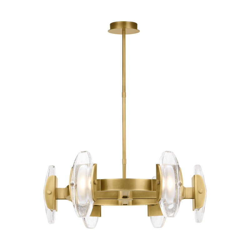Wythe Medium Plated Brass and Glass LED Chandelier