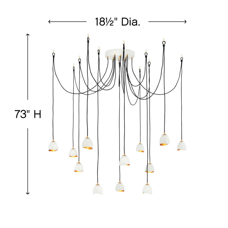 Nula 12-Light Shell White Steel Multi-Tier Chandelier