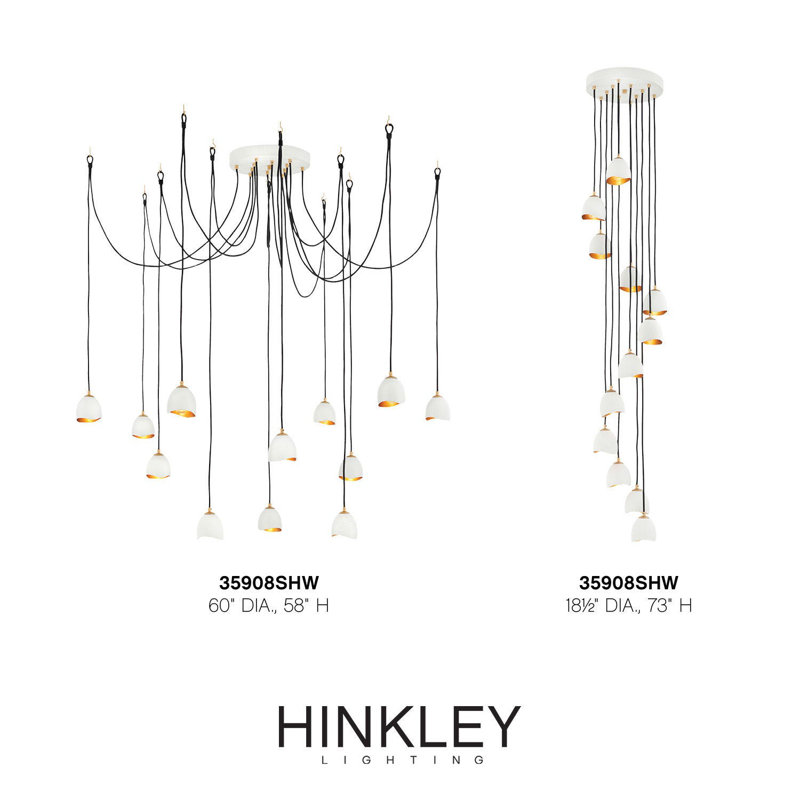 Nula 12-Light Shell White Steel Multi-Tier Chandelier