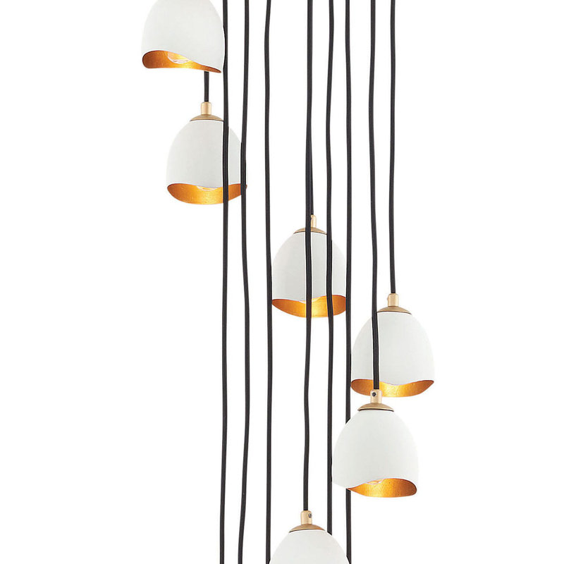 Nula 12-Light Shell White Steel Multi-Tier Chandelier