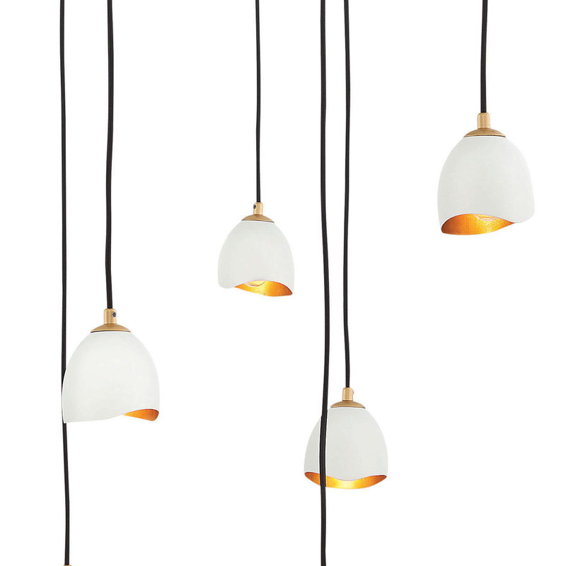 Nula 12-Light Shell White Steel Multi-Tier Chandelier