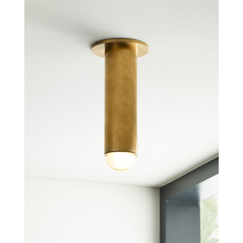 Natural Brass and Crystal LED Flush Mount Light