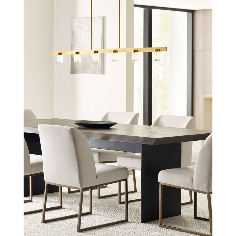 Natural Brass Crystal LED 6-Light Island Pendant