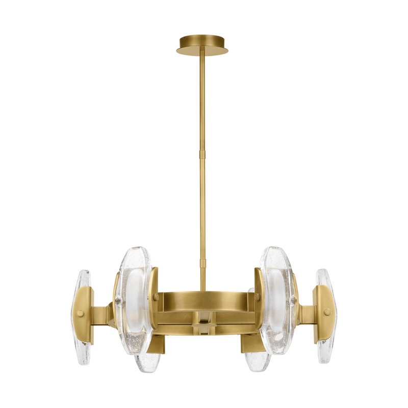 Wythe Medium Plated Brass and Glass LED Chandelier