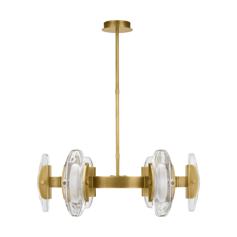 Wythe Medium Plated Brass and Glass LED Chandelier