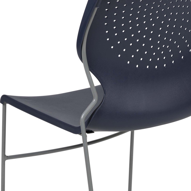 Navy Blue Metal Full Back Stacking Chair