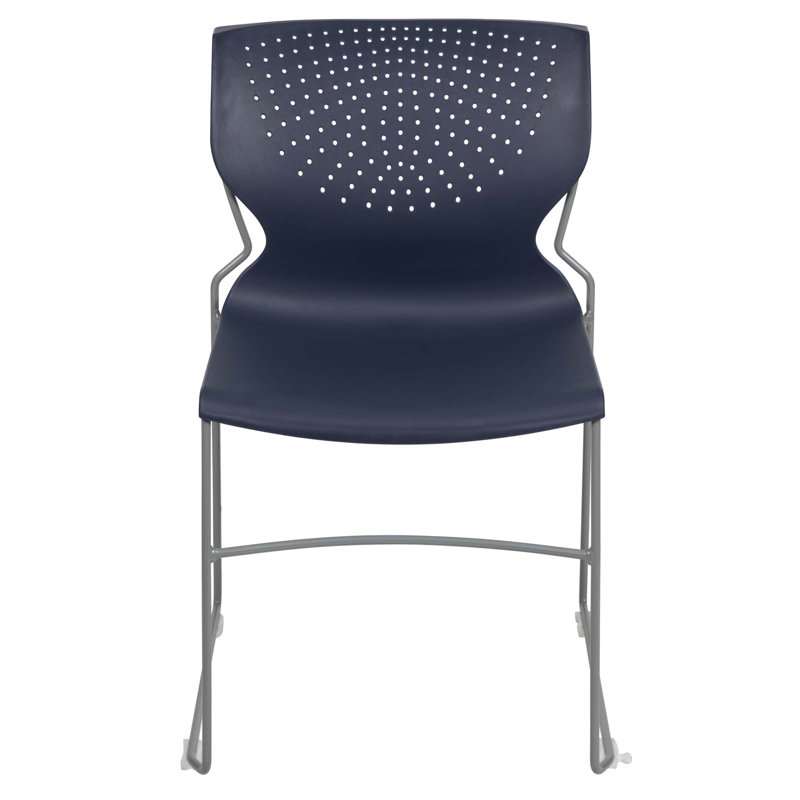 Navy Blue Metal Full Back Stacking Chair