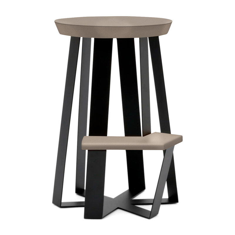 ARS 26" Blackbean Leather & Steel Hexagonal Counter Stool
