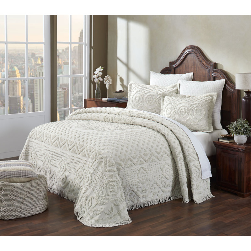 Ivory Twin Cotton Chenille Bedspread