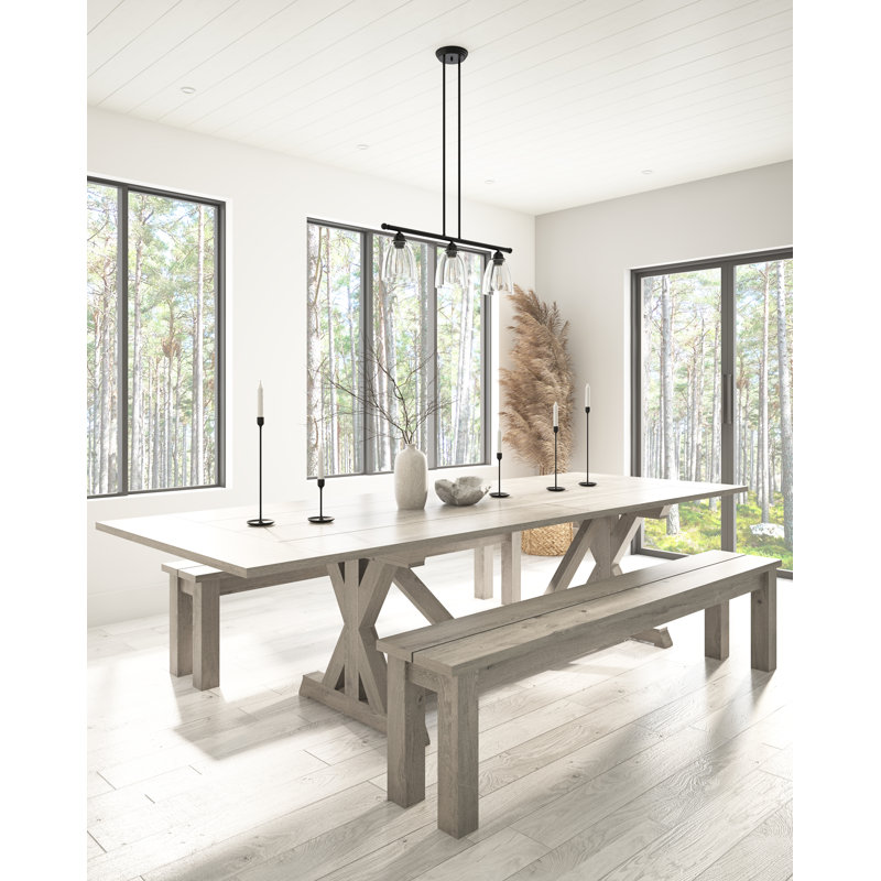 Farmhouse 3-Light Black Metal and Clear Glass Tiered Kitchen Island Pendant