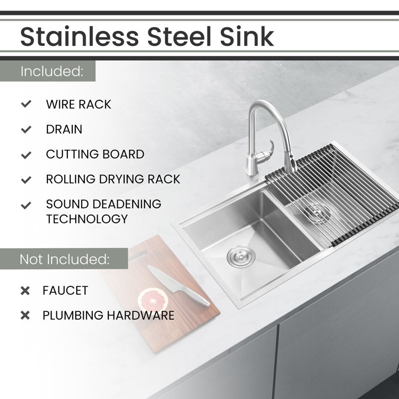 33'' Stainless Steel Double Bowl Undermount Kitchen Sink