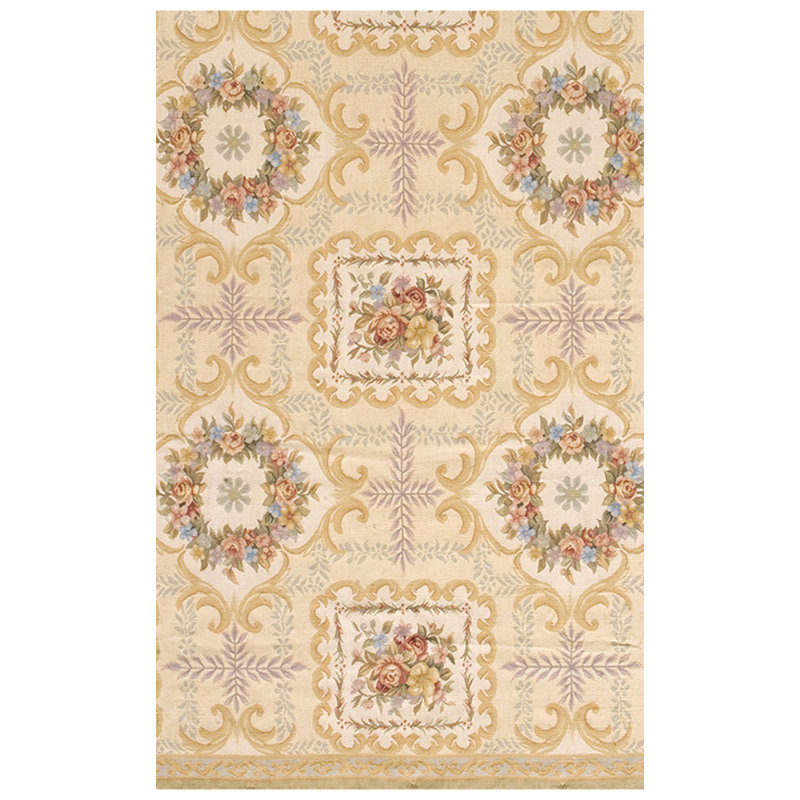 Ivory and Gold Hand-Knotted Wool Oriental 8' x 10' Rug