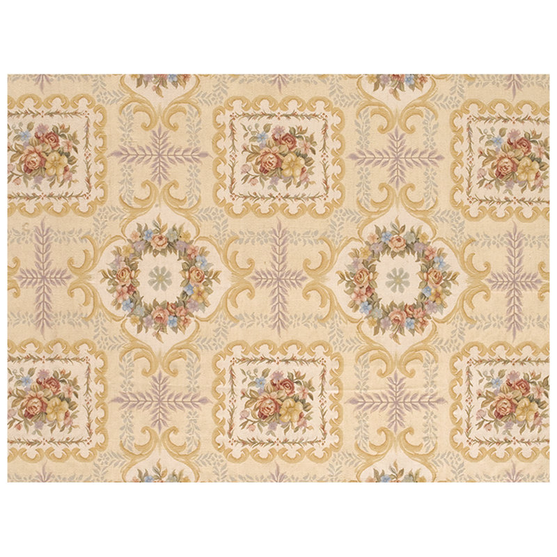 Ivory and Gold Hand-Knotted Wool Oriental 8' x 10' Rug