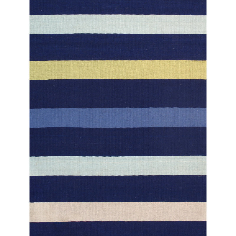 Hampton Blue Stripe 4' x 6' Reversible Synthetic Rug