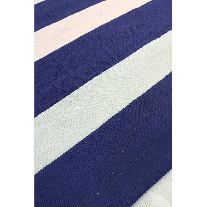Hampton Blue Stripe 4' x 6' Reversible Synthetic Rug