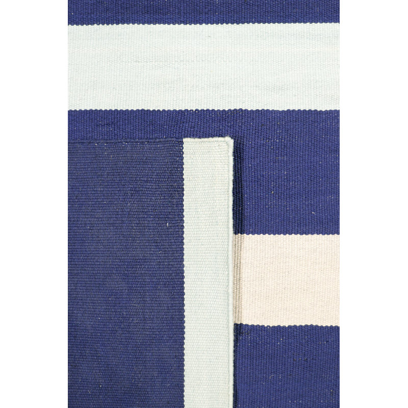 Hampton Blue Stripe 4' x 6' Reversible Synthetic Rug