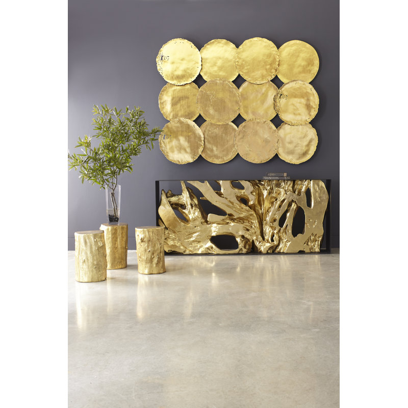 Small Gold Leaf Resin Log Accent Stool