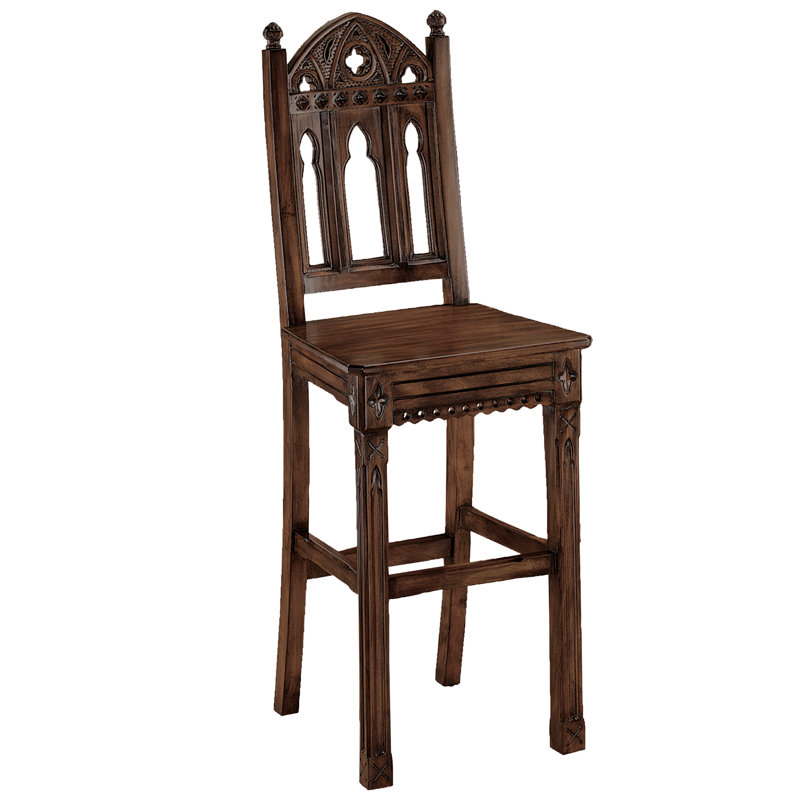 Sudbury Gothic 53" Dark Mahogany Wood Bar Stool