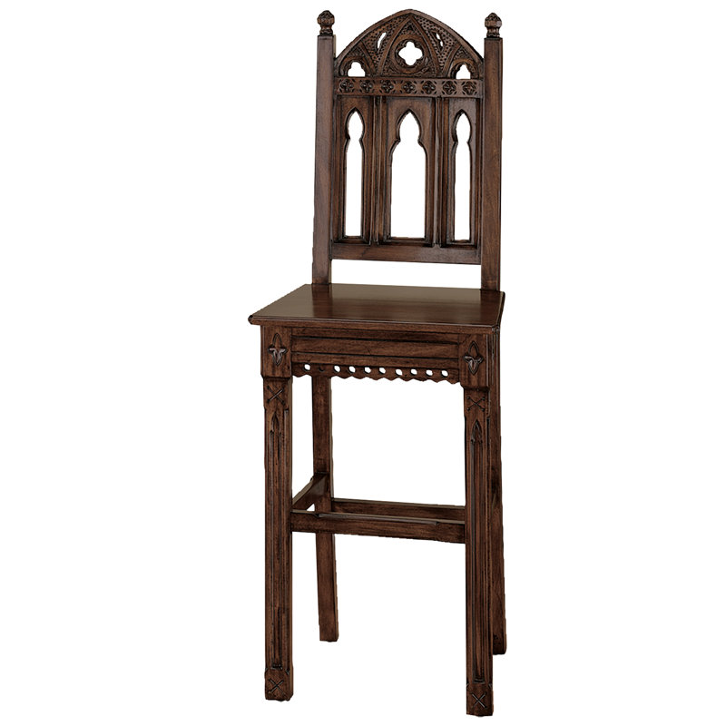 Sudbury Gothic 53" Dark Mahogany Wood Bar Stool