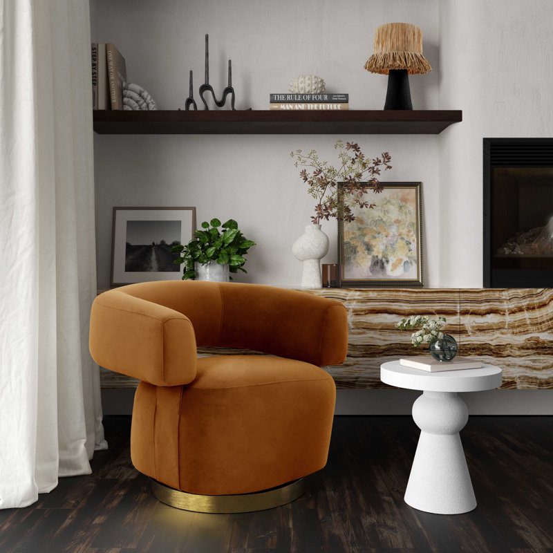 White Round Resin Pedestal End Table