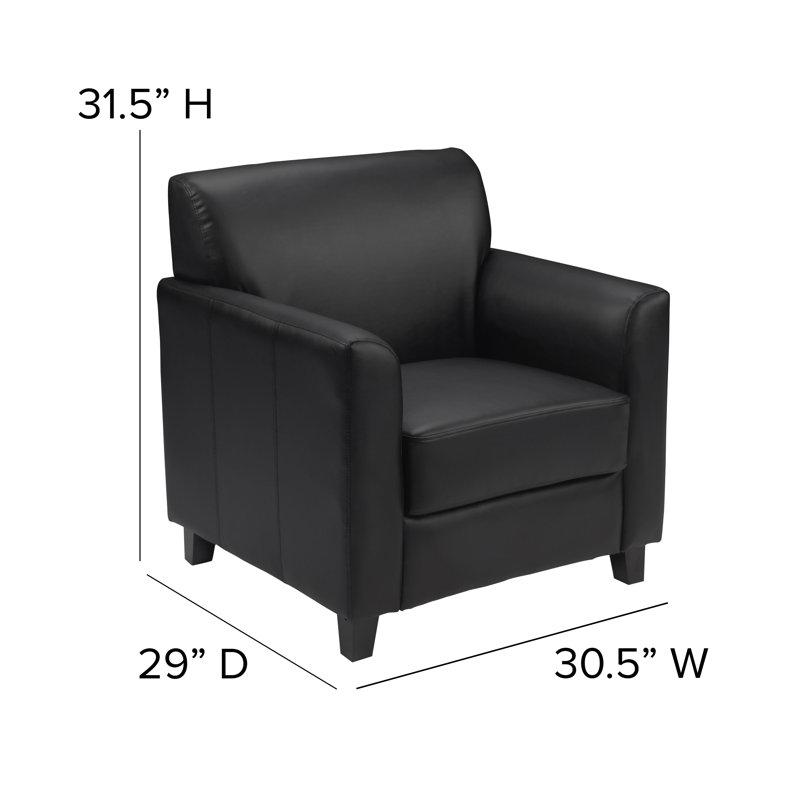 Eco-Friendly Black Leather & Wood Contemporary Armchair