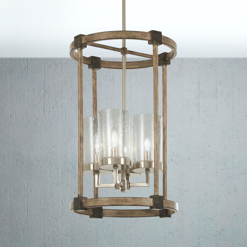 Bridlewood Transitional 4-Light Pendant in Stone Grey & Brushed Nickel