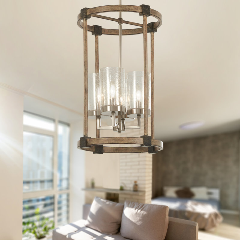 Bridlewood Transitional 4-Light Pendant in Stone Grey & Brushed Nickel