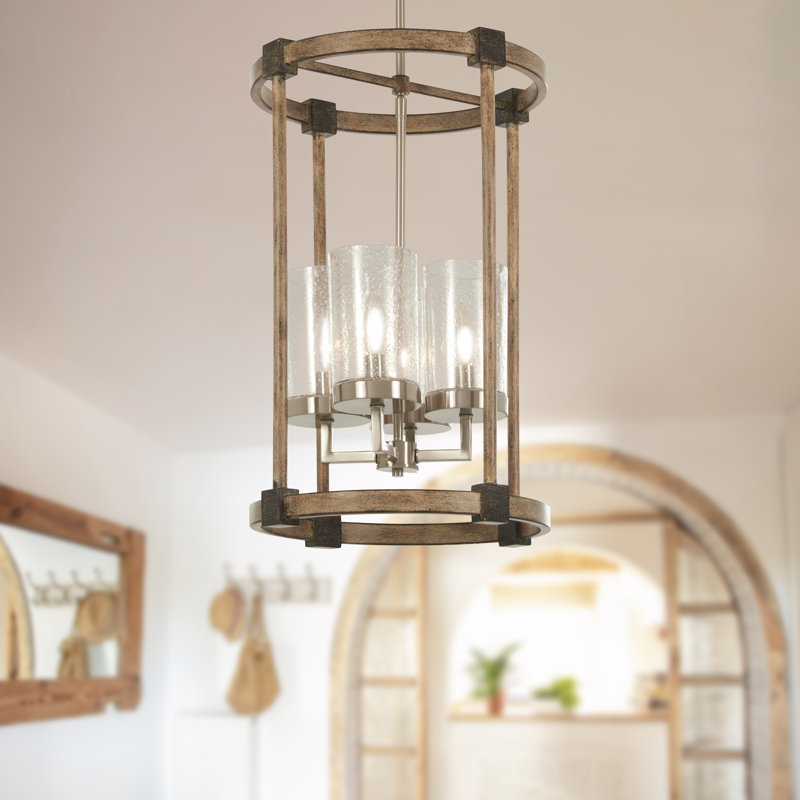 Bridlewood Transitional 4-Light Pendant in Stone Grey & Brushed Nickel