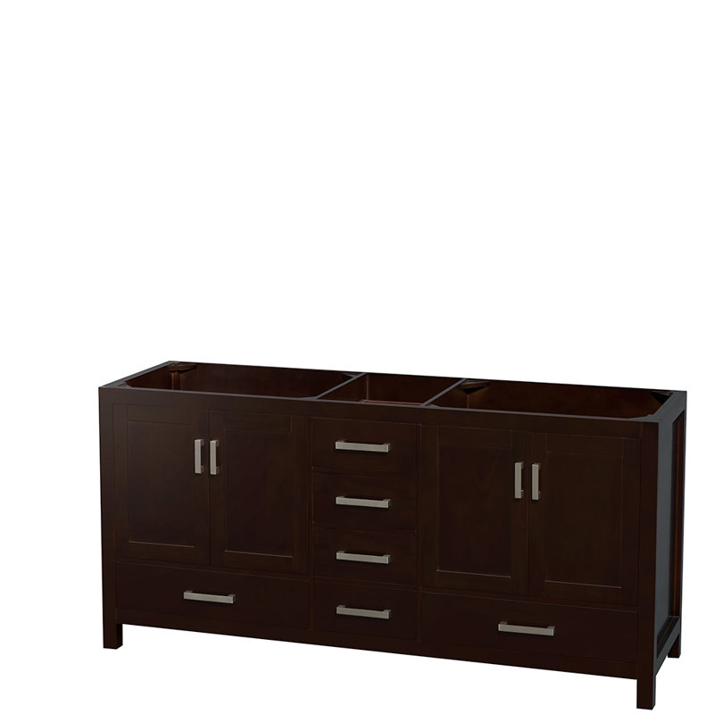 Espresso Double Bathroom Vanity with Carrara Marble Top