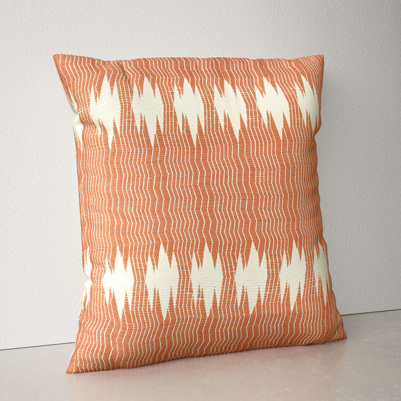 Terracotta and Ivory Geometric Cotton Square Throw Pillow