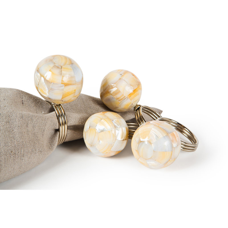Mother of Pearl Iron Napkin Rings, Set of Four