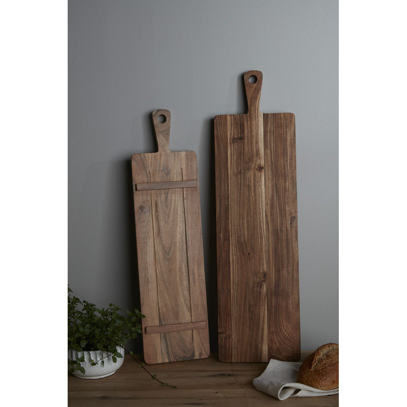 Natural Acacia Wood Rectangular Cutting Board with Handle