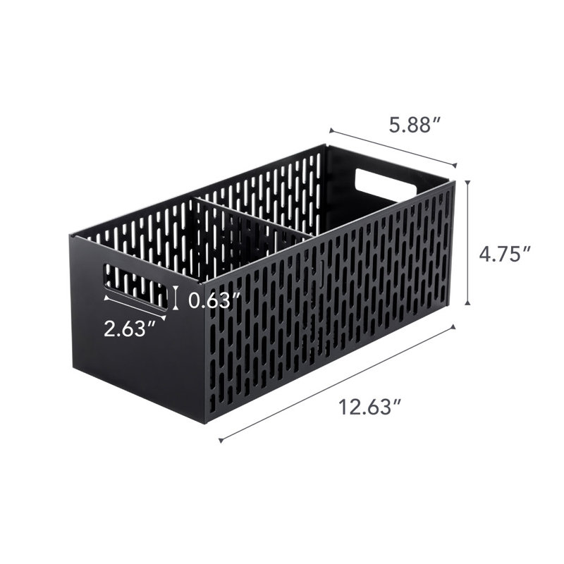 Black Stackable Plastic Vegetable Storage Baskets with Handles