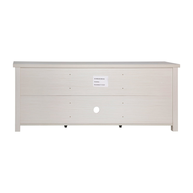 Modern White Wash 65" Engineered Wood TV Stand with Glass Doors
