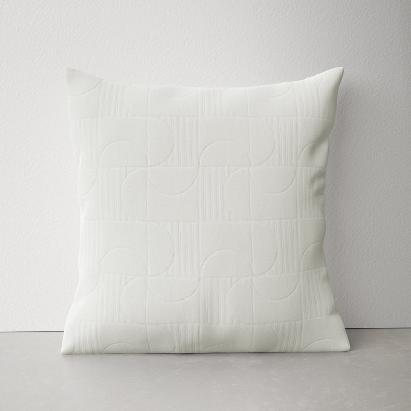 Cream Geometric Cotton Throw Pillow Cover