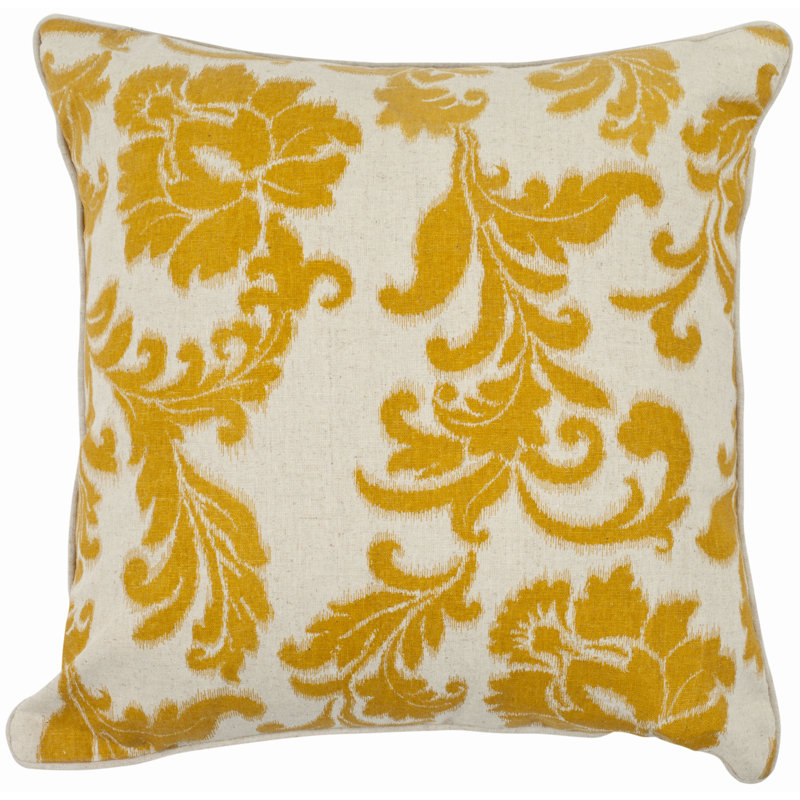 Apricot and Cream Ikat Linen Feather Throw Pillow Set