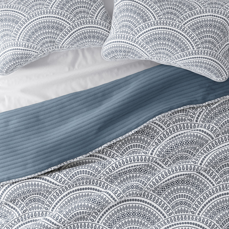 Twin Dusk Blue Reversible Microfiber Quilt Set