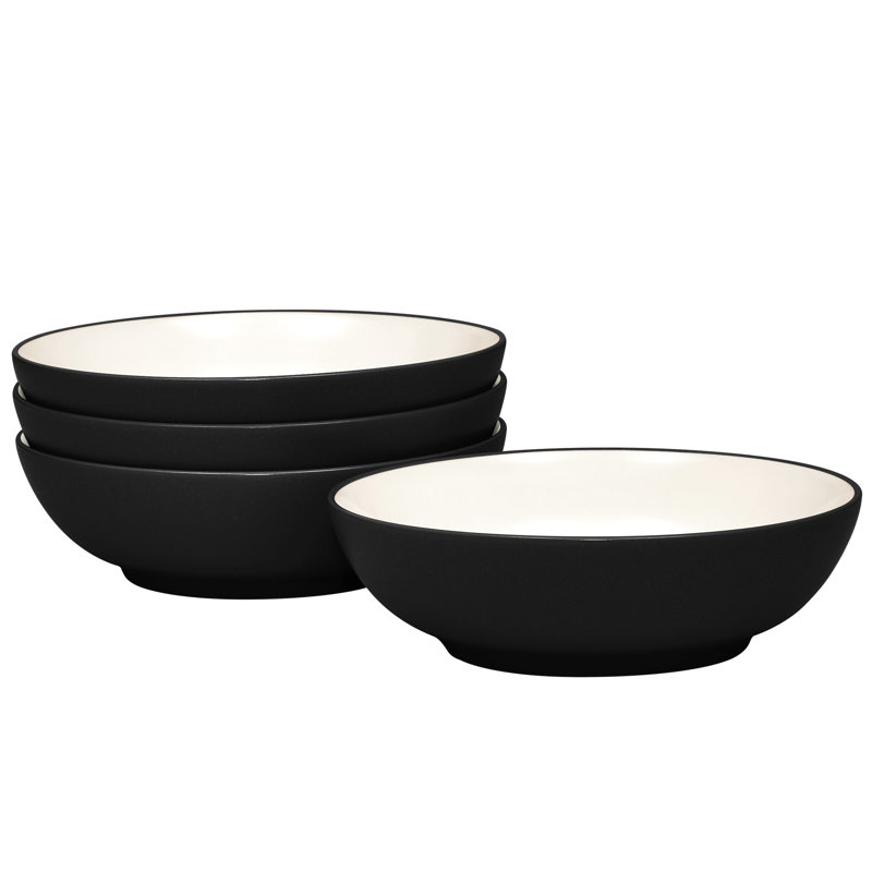 Graphite Matte Ceramic Soup and Cereal Bowls Set of 4