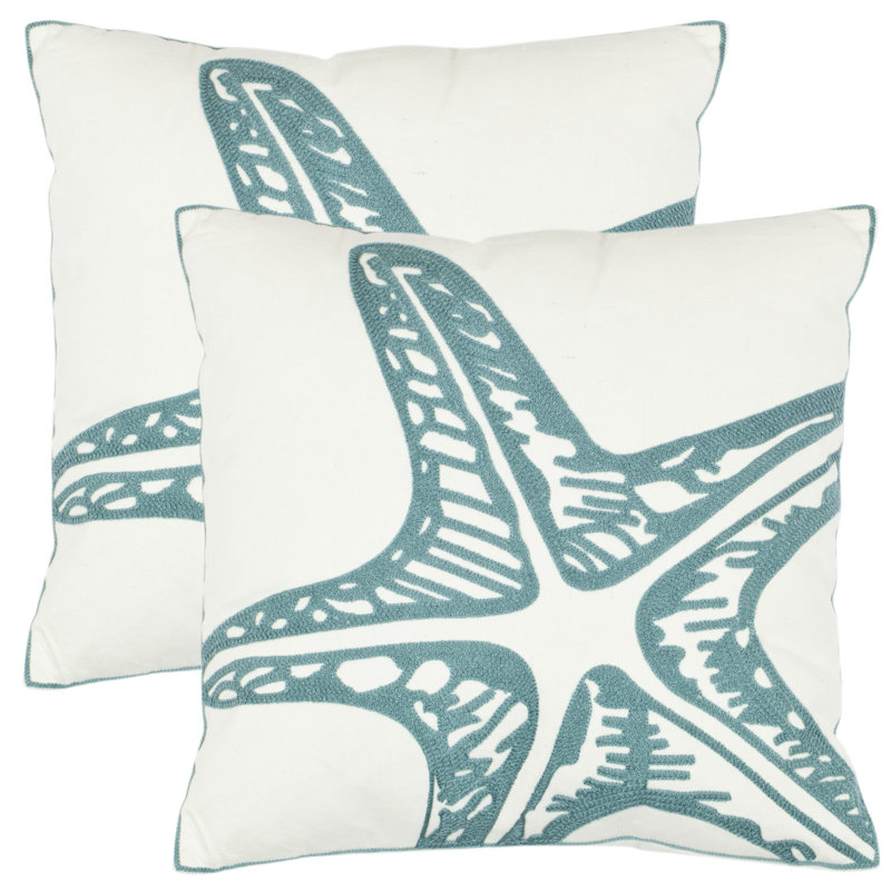 Whitney Blue Starfish Cotton Throw Pillow Set