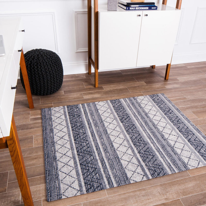 Alesund 40" x 54" Gray and Beige Polyester Chair Mat