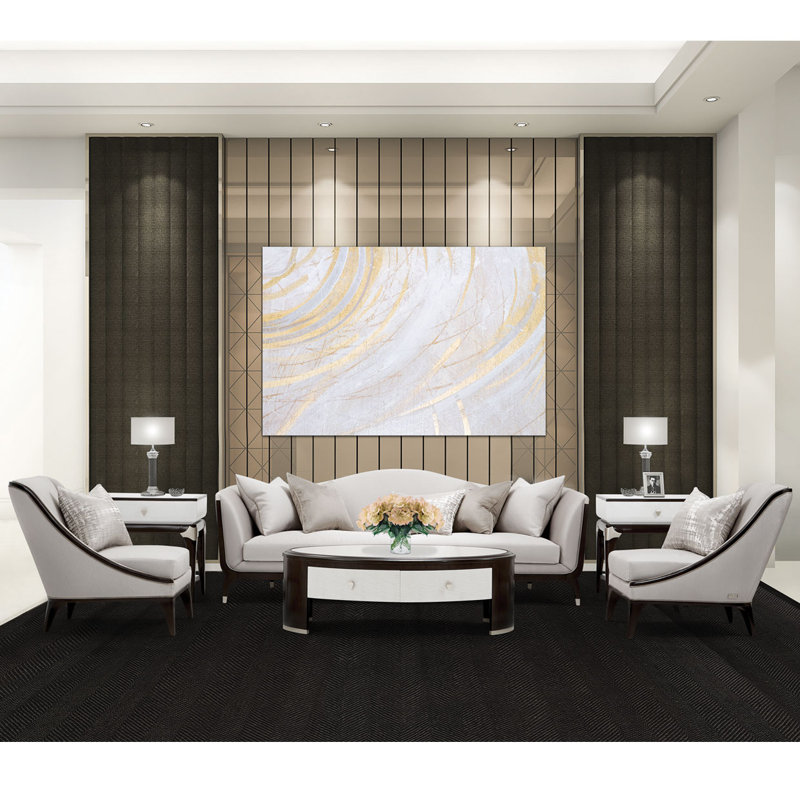 Transitional Brown and White Oval Wood Coffee Table with Storage