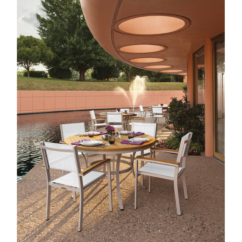 Travira Natural Sling Armchairs with Flint Aluminum Frame, Set of 4