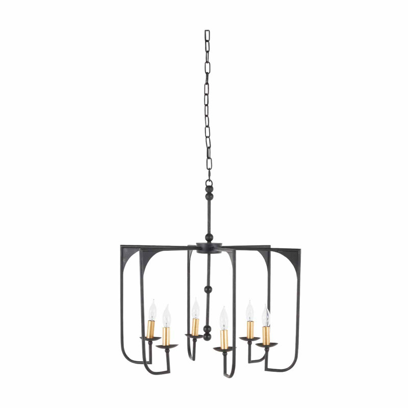 Antique Bronze and Gold 6-Light Candle Chandelier