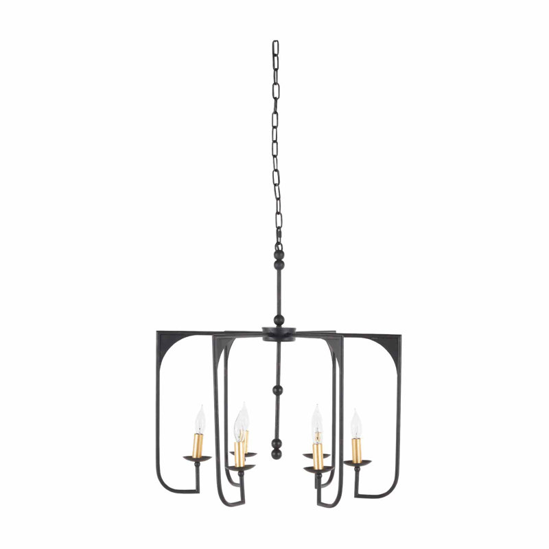 Antique Bronze and Gold 6-Light Candle Chandelier