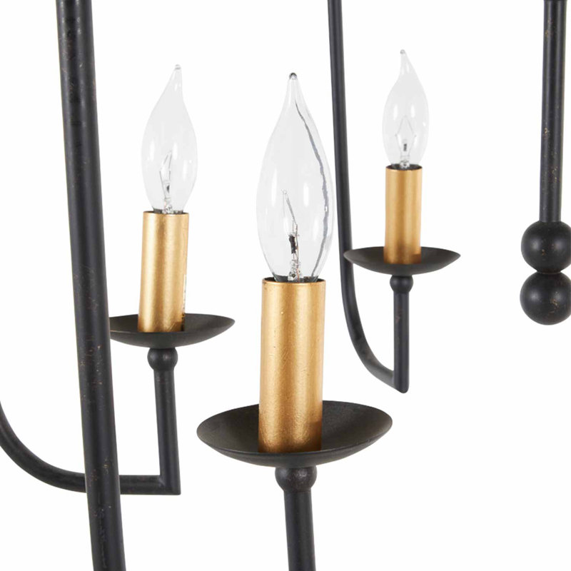 Antique Bronze and Gold 6-Light Candle Chandelier