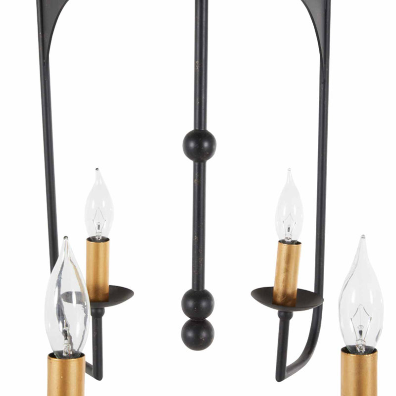 Antique Bronze and Gold 6-Light Candle Chandelier