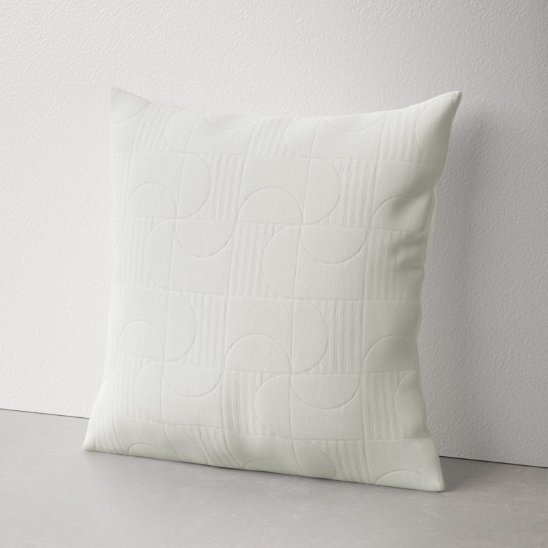 Cream Geometric Cotton Throw Pillow Cover